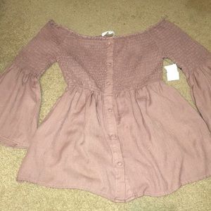Cute ruffled, off the shoulder shirt